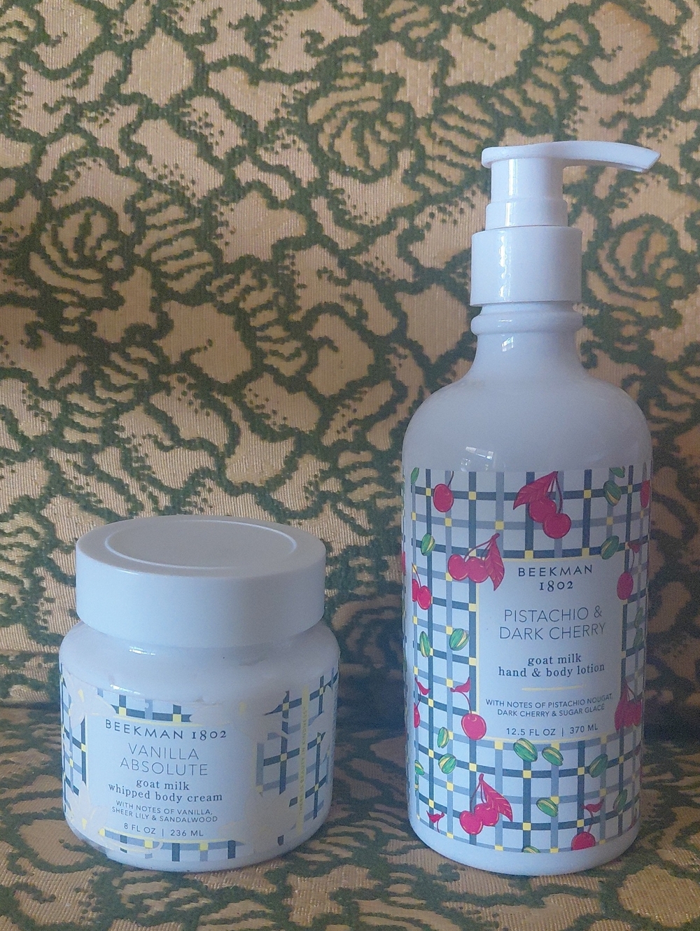 Beekman 1802 Pitashio/Cherry Lotion, & Vanilla ABSOLUTE Goat MILK Body Cream Duo